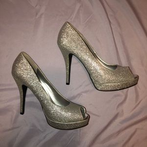 Silver Open-Toe heels